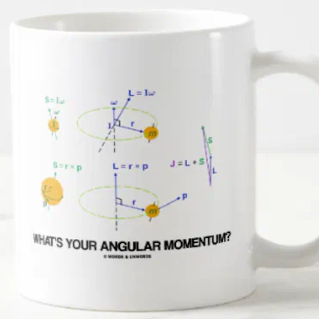 Vad är din vinkelmomentum? (fysikdiagram) kaffemugg (No need to be a physicist to enjoy this mug featuring the query "What's Your Angular Momentum?")