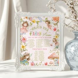 Vad är ditt fe-namn Fairy Bright Födelsedag Poster