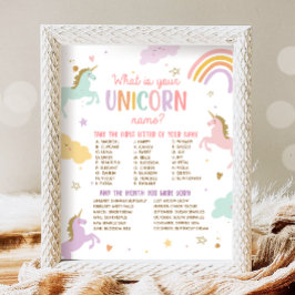 Vad är ditt Unicorn Namn Magic Birthday-spel? Poster