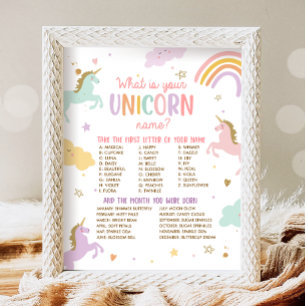 Vad är ditt Unicorn Namn Magic Birthday-spel? Poster