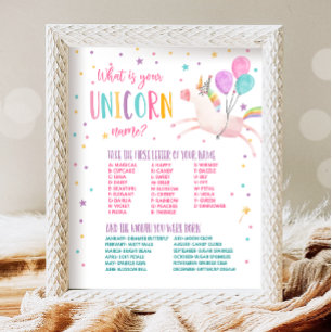 Vad är ditt Unicorn Namn Magic Birthday-spel? Poster