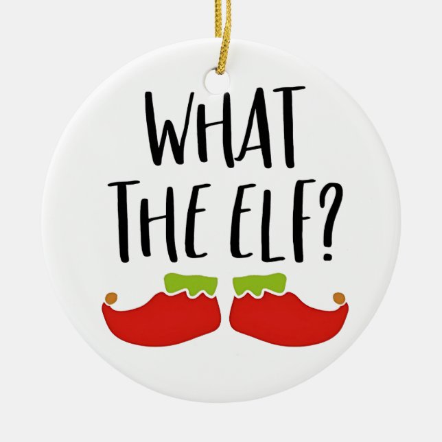 Vad är Elf Funny jul Elf Jultomten? Julgransprydnad Keramik (Framsidan)