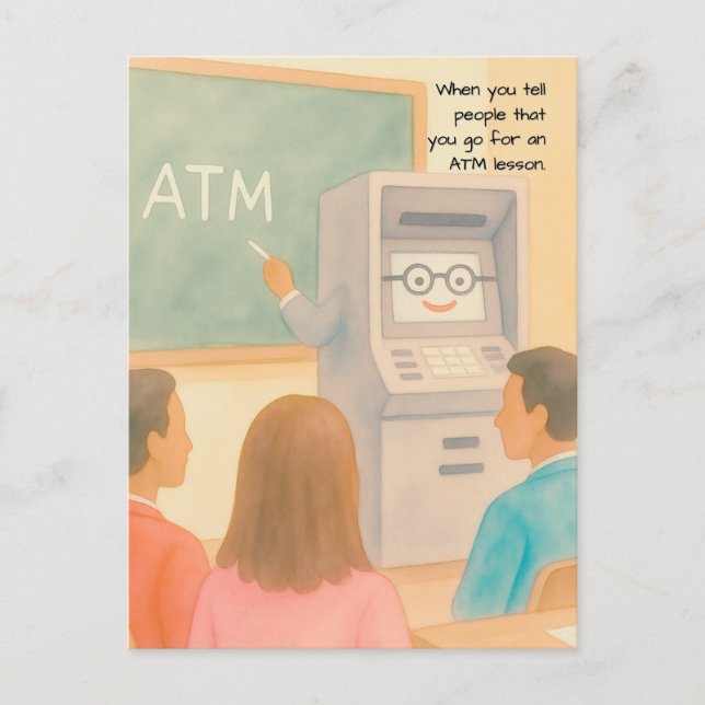 Vad är en bankomat? - vykort (Framsida)