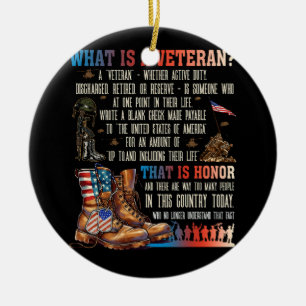 Vad är en veteran som är helig patriotisk amerikan julgransprydnad keramik