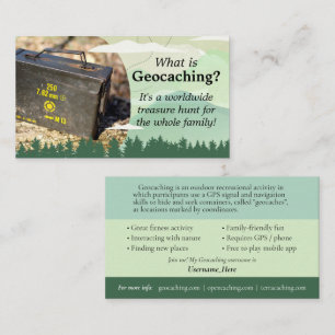 Vad är Geocaching? Info Trail Card för mugglar Visitkort