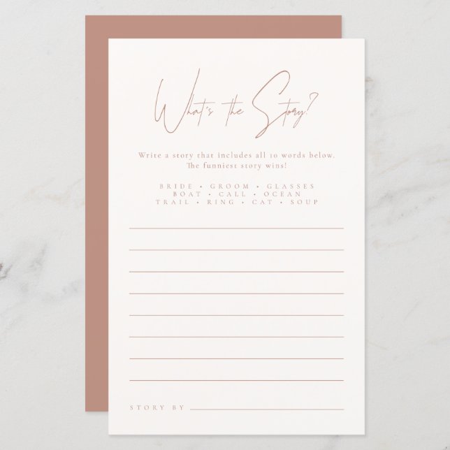 Vad är historien | Rosa bröllopsduschspel (Fram/baksida)