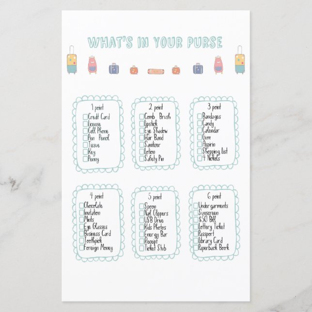 Vad är i din handväska, Äventyr Baby Shower? (Framsida)