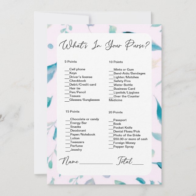 Vad är i din Rosa Greenery-Möhippa? Inbjudningar (Framsida)