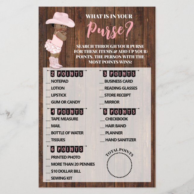 Vad är i Pura Acogirl Baby Shower Game Card? Flygblad (Framsidan)