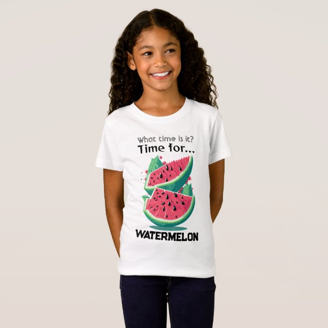 Vad är klockan? Tid för Watermelon T Shirt (Hel framsida)