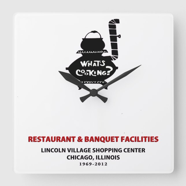Vad är kokning, Lincoln Village Centre, Chigago? Fyrkantig Klocka (Framsida)
