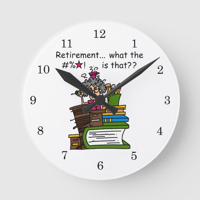 Vad är pensionhumorn rund klocka (Framsida)