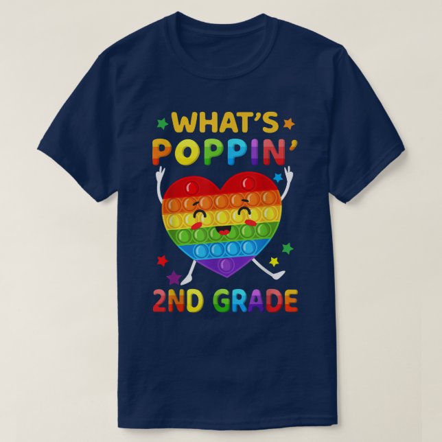 Vad är Poppin 2:a Klass Back to school-pop? T Shirt (Design framsida)