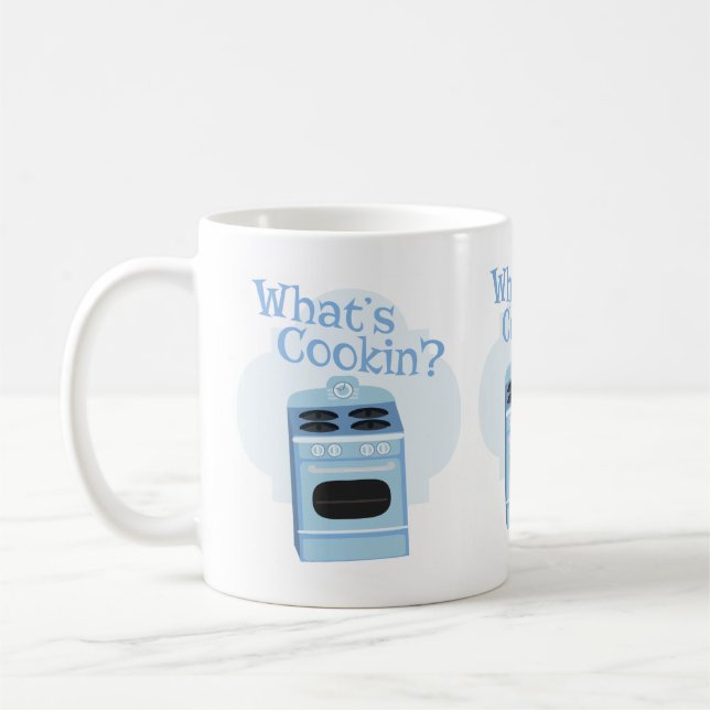 Vad är rolig matlagning Retro ugnsillustration des Kaffemugg (Vänster)
