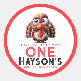 Vad är roligt Caricatures Turkiet 1:a födelsedag? Runt Klistermärke