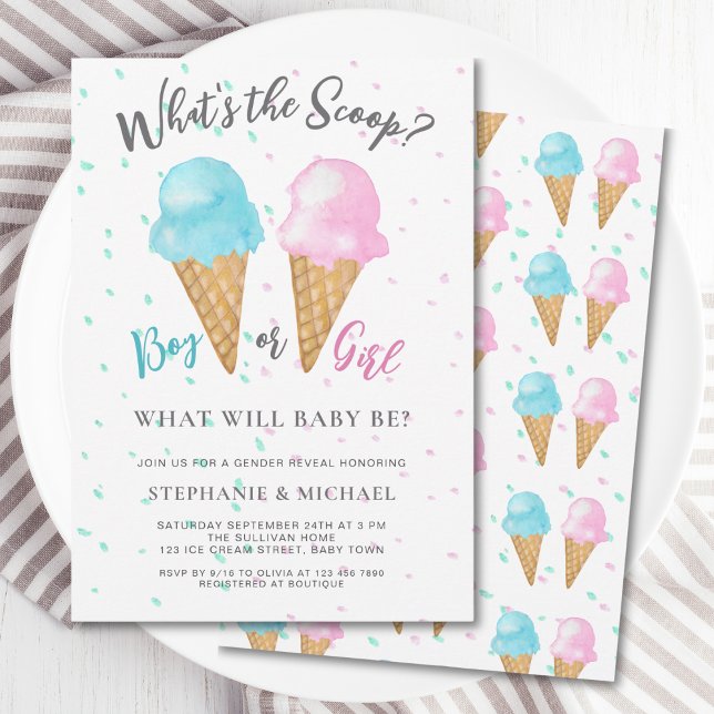 Vad är Scoop Gender Reveal Party? Inbjudningar (Skapare uppladdad)