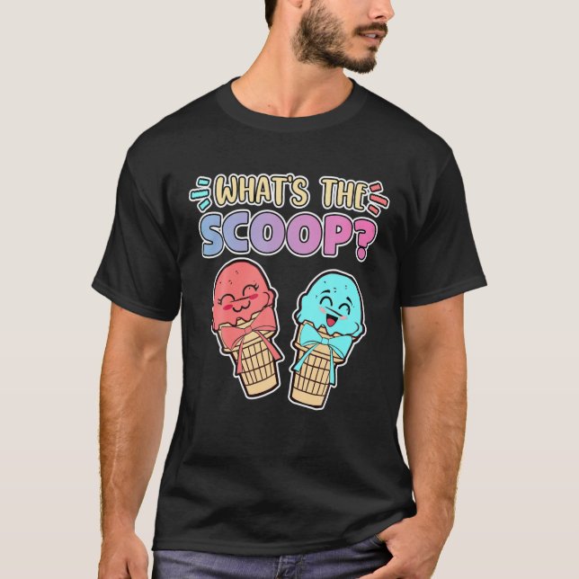 Vad är Scoop Ice Cream Gender Reveal Baby Anno? T Shirt (Framsida)