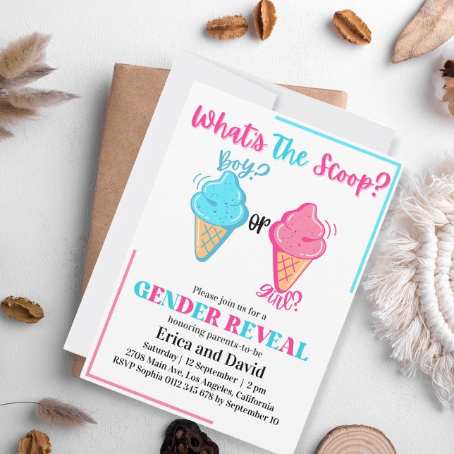 Vad är Scoop Ice Cream Gender Reveal Party? Inbjudningar (Skapare uppladdad)