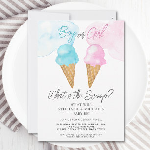 Vad är Scoop Ice Cream Gender Reveal Party? Inbjudningar