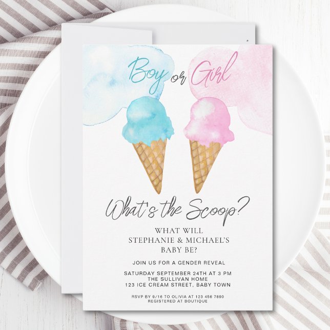 Vad är Scoop Ice Cream Gender Reveal Party? Inbjudningar (Skapare uppladdad)