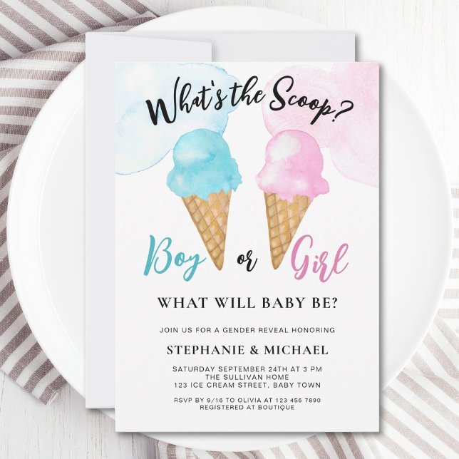 Vad är Scoop Ice Cream Gender Reveal Party? Inbjudningar (Skapare uppladdad)