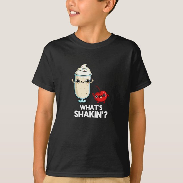 Vad är Shakin Funny Cherry Milkshake Pun Mörk BG T Shirt (Framsida)