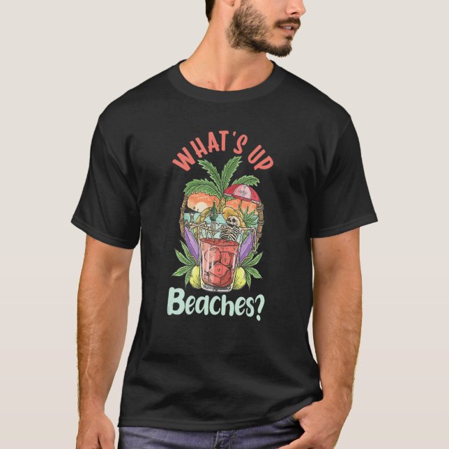 Vad är upp-stränderna Handflatan Träd Sunglass Sea T Shirt (Framsida)