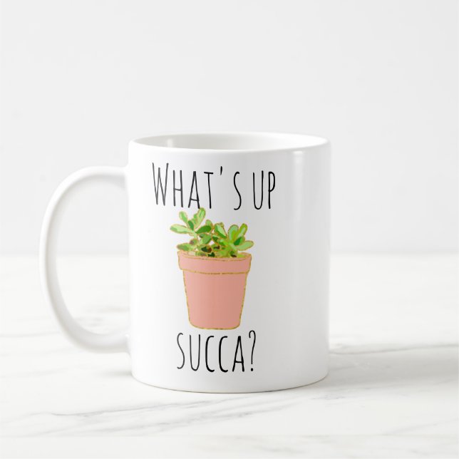 Vad är Upp Succa Sukkulenter Kaktus Sydväst Humor Kaffemugg (Vänster)