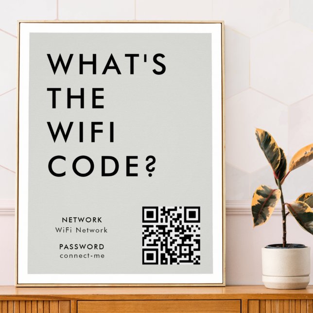 Vad är WiFi-koden? | QR-kod för WiFi-nätverk Grått Poster (Skapare uppladdad)