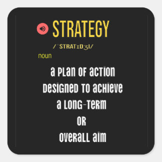 Vad betyder strategi? fyrkantigt klistermärke