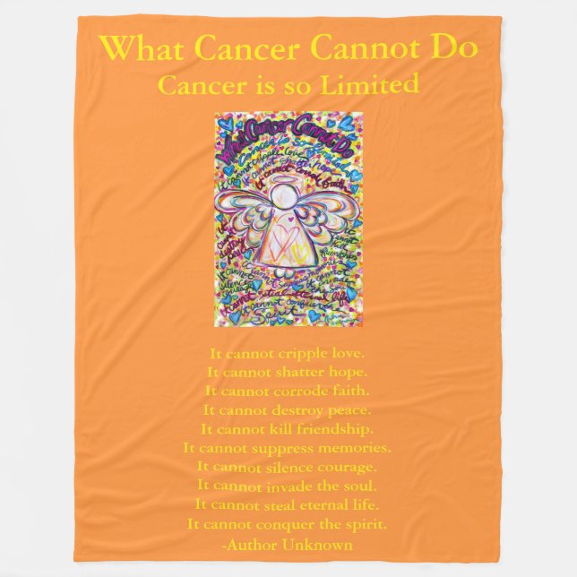 Vad Cancer inte kan göra Angel Chemo Anpassningsba Fleecefilt (Framsidan)