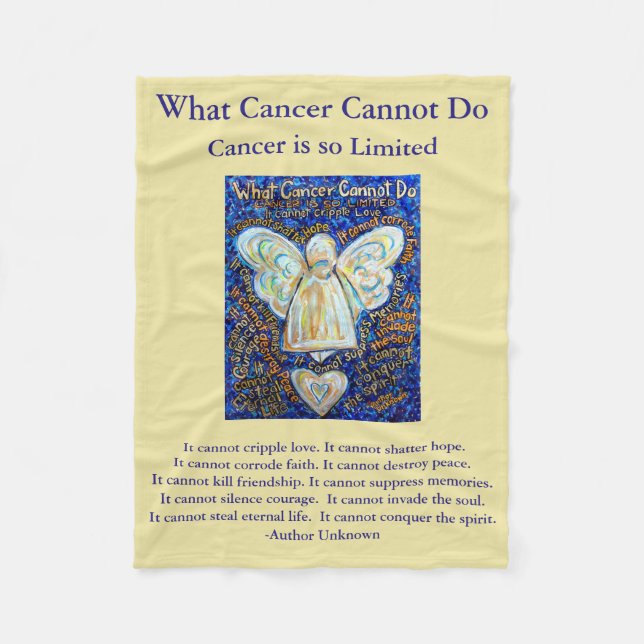 Vad Cancer inte kan göra Angel Chemo Anpassningsba Fleecefilt (Framsidan)
