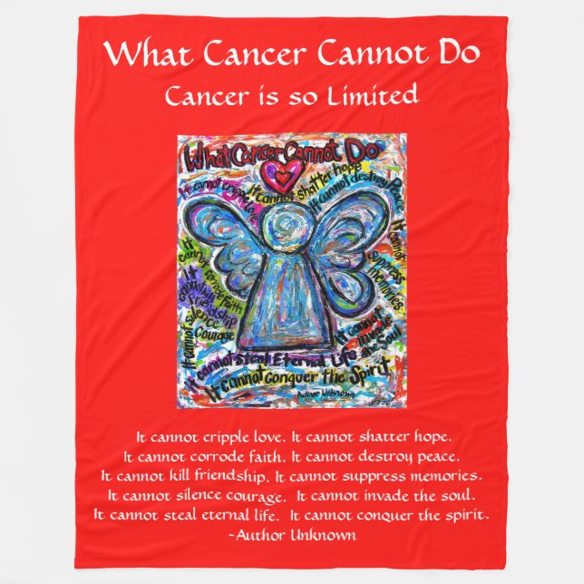 Vad Cancer inte kan göra Angel Chemo Anpassningsba Fleecefilt (Framsidan)