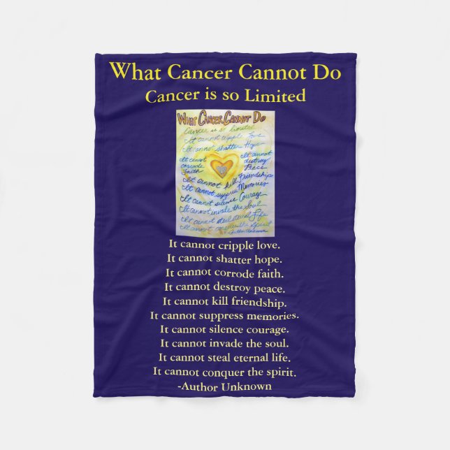 Vad Cancer inte kan göra Angel Chemo Anpassningsba Fleecefilt (Framsidan)