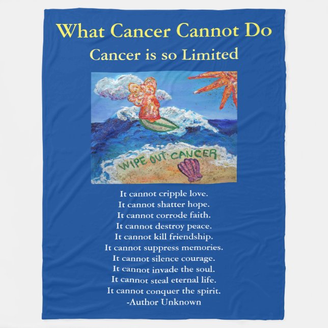 Vad Cancer inte kan göra Angel Chemo Anpassningsba Fleecefilt (Framsidan)