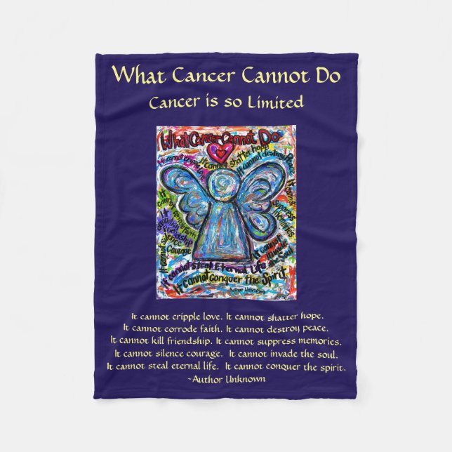 Vad Cancer inte kan göra Angel Chemo Anpassningsba Fleecefilt (Framsidan)