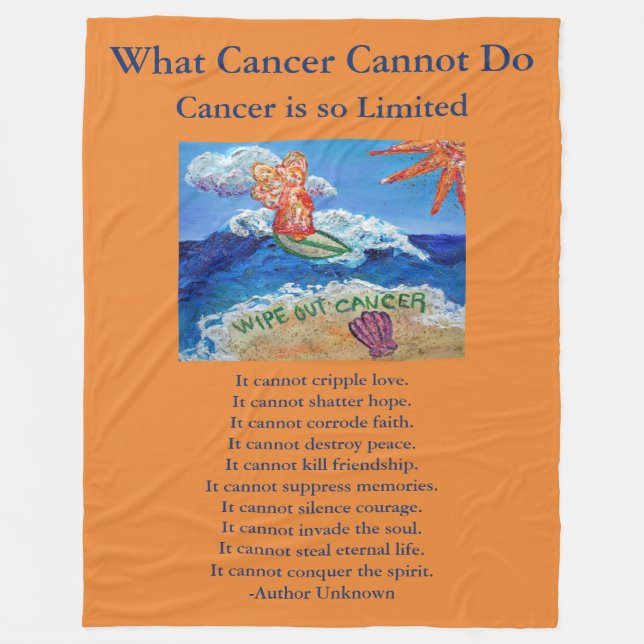 Vad Cancer inte kan göra Angel Chemo Anpassningsba Fleecefilt (Framsidan)