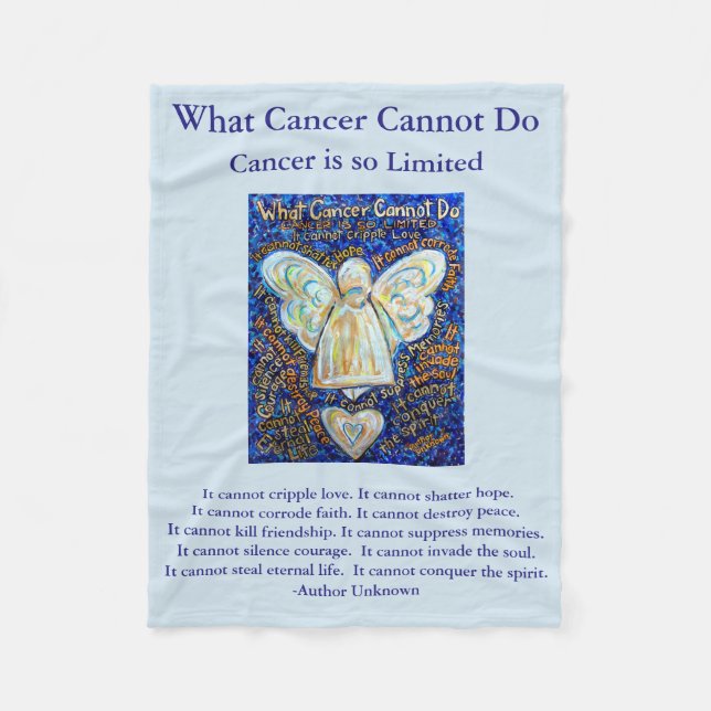 Vad Cancer inte kan göra Angel Chemo Anpassningsba Fleecefilt (Framsidan)
