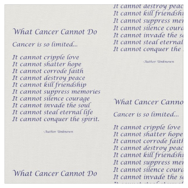 Vad Cancer inte kan göra Dikt Fabric-inspirerande  Tyg (Närbild)