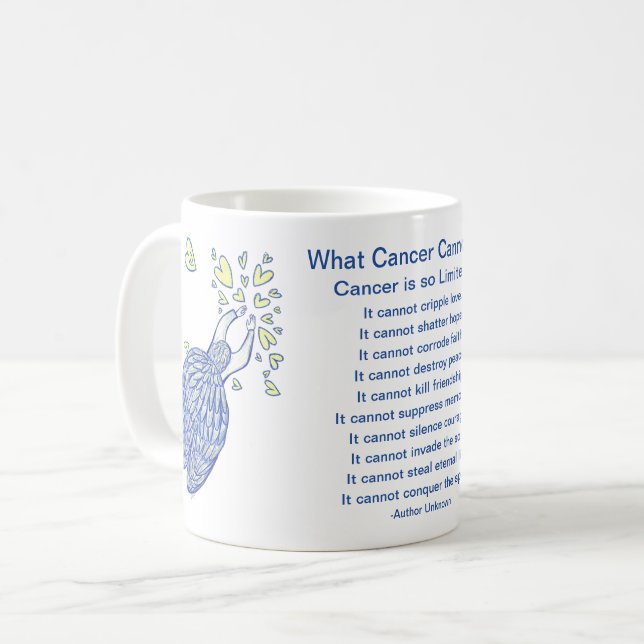 Vad cancer inte kan göra med Dikt Angel Coffee Mug Kaffemugg (Framsida vänster)