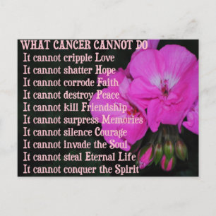 Vad Cancer inte kan göra PinkGeranium Flower-vycar Vykort