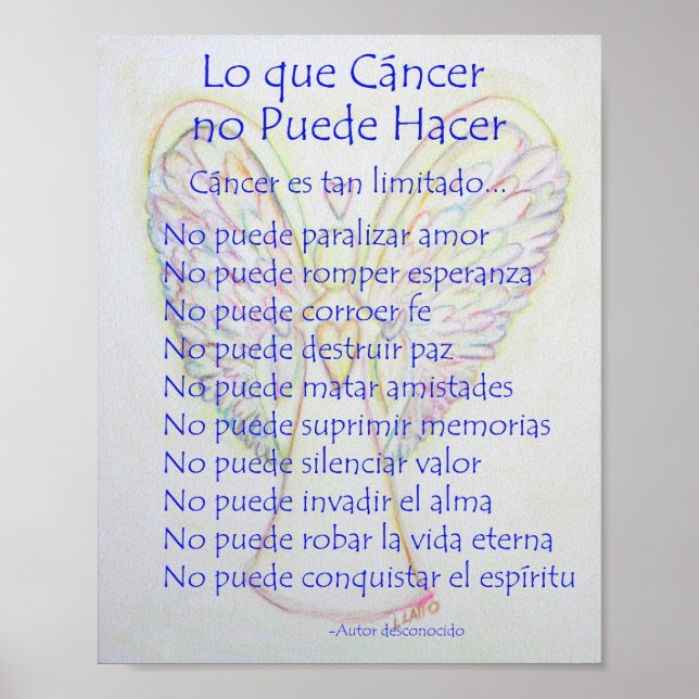Vad Cancer inte Kan Göra Poem Affisch Print (Framsidan)