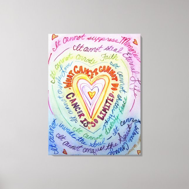 Vad cancer inte kan göra Rainbow Heart Canvas Art (Framsida)