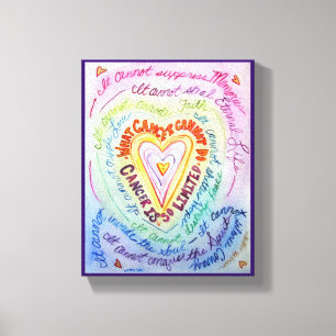 Vad cancer inte kan göra Rainbow Heart Canvas Art