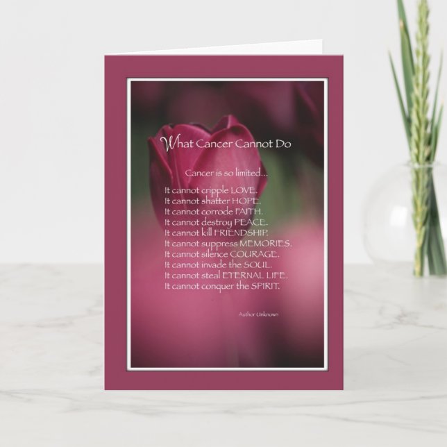 Vad cancer inte kan göra, stöd och uppmuntran kort (Framsida)