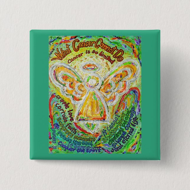 Vad cancern inte kan göra med Angel Lapel Pin-knap Knapp (Framsida)