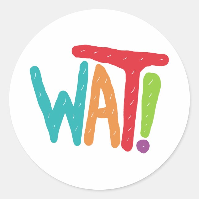 Vad då? runt klistermärke (Framsida)