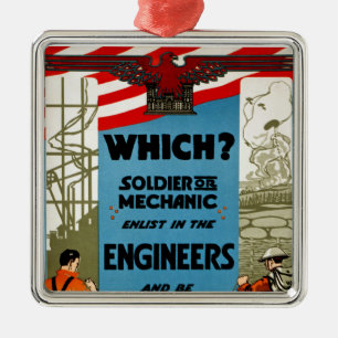 Vad då? Soldat eller Mechanic Julgransprydnad Metall
