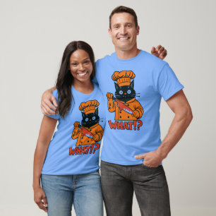 Vad då?" Spooky Chef Cat T-Shirt för Vuxnor