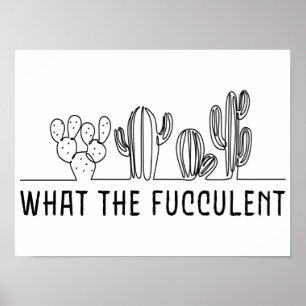Vad Den Fucculenta Kactus Sukkulent Linje Konst Me Poster